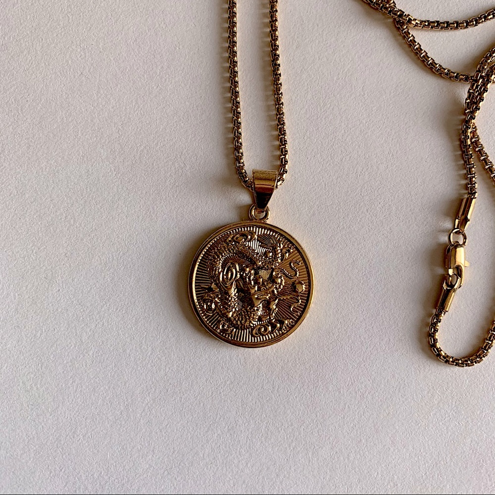 Cali Tiger 18k Gold Plated Coin Pendant Necklace